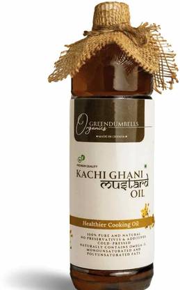 Greendumbells Organics Mustard Oil 1 L | Cold-Pressed Kacchi Ghani | Pure & Natural 1L Pack Mustard Oil Plastic Bottle