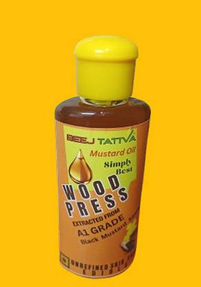 BEEJTATTVA Wood Press Black Mustard Oil 100ml – Best for Baby Massage & Cooking Mustard Oil Plastic Bottle
