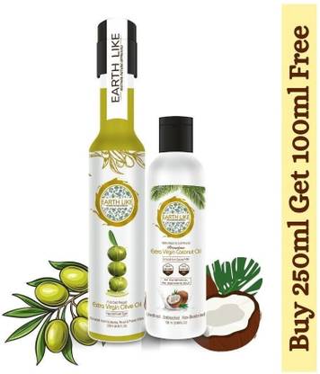 Earth Like Extra Virgin Olive Oil 250 ml Get Virgin Coconut 100ml Olive Oil PET Bottle
