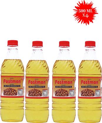 Postman Double Filtered Cold Pressed 500ml Pure Groundnut Oil PET Bottle