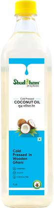 Shuddham Cold pressed Coconut Oil | Cold pressed in Wooden Ghani Coconut Oil Plastic Bottle
