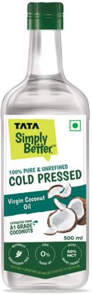 Tata Simply Better Virgin Cold Pressed Coconut Oil Glass Bottle
