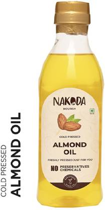 NAKODA Pure Cold Pressed Almond Oil For Cooking,Face, Hair Growth, Skin, Baby Massage Almond Oil Plastic Bottle