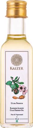 KAIZER Premium Kashmiri Almond Cold Pressed Pure & Unprocessed Almond Oil Glass Bottle