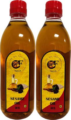 The Oil Factory Cold Pressed Gingelly/Sesame Oil (Virgin, Chekku/Ghani) 500 ML Pack of 2 Sesame Oil Plastic Bottle