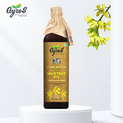 Gyros Cold Pressed |Stone Pressed| Black Mustard Oil Glass Bottle