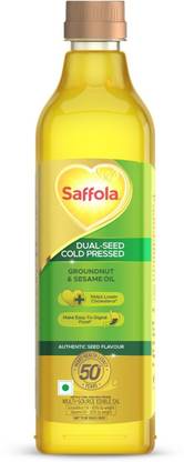 Saffola Cold Pressed Multi-Source Groundnut Oil &Sesame Seed Oil,Helps Lower Cholesterol Blended Oil PET Bottle