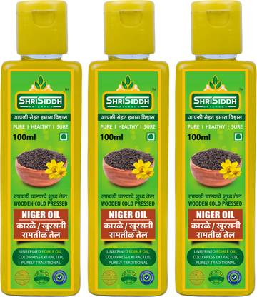 ShriSiddh Natural's Niger Oil Cold Pressed 100% Virgin Wooden Churned Oil Edible, Niger Oil Plastic Bottle