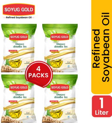 SOYUG PRIVATE LIMITED Soyug Refined Soybean Cooking Oil 4 L Pouch(4x1 Pouch)-Edible Soya Oil Soyabean Oil Pouch