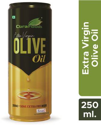 Cura Extra Virgin Olive Oil 250ML | Cooking, Hair & Skin Care | Cold Pressed oil Olive Oil Can