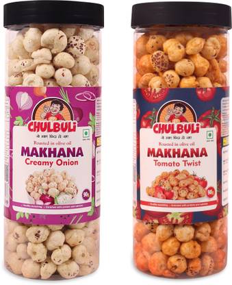 ppchulbuli Combo Of Tomato Twist & Creamy Onion Makhana Roasted in Olive Oil Lotus Seeds(Makhana)