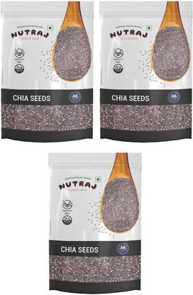 Nutraj Chia Seeds 600g (200g x 3), Chia Seeds for Eating, Chia Seeds Weight Loss, Raw Chia Seeds