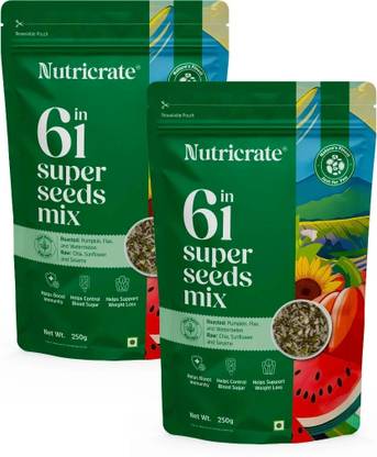 Nutricrate 6 in 1 Roasted Super Mix Mixed Seeds for eating,protein rich,Healthy Diet Snack Mixed Seeds
