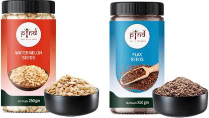 pind Watermelon Seeds And Raw Flax Seeds High in Protein, Magnesium (500 g) Mixed Seeds