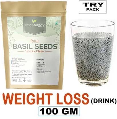SPICEBUGGY SpiceBuggy Organic Basil Seeds 100 gm - Superfood for Weight Loss & Digestion Basil Seeds