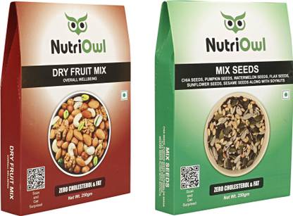 NutriOwl Healthy Mix Seeds of 7 in 1 and Mixed Dryfruit, Source of Vitamin and Minerals Assorted Seeds & Nuts