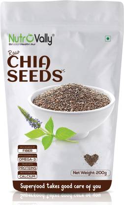 NutroVally Raw Chia Seeds for weight loss with Omega 3 and Fiber, Calcium Rich Chia Seeds