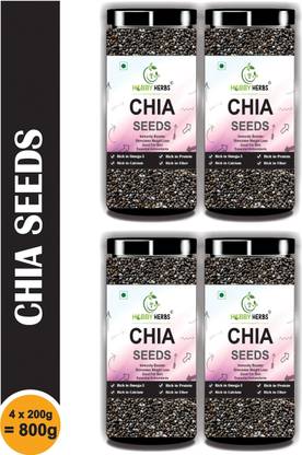 Hobby Herbs Raw Chia seeds 800gm ( 4 x 200gm ) | for weight loss with Omega 3 , Zinc & Fiber Chia Seeds
