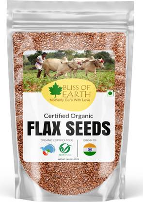 Bliss of Earth Certified Organic Flax Seeds 1kg Raw Super food for Weight Loss Brown Flax Seeds