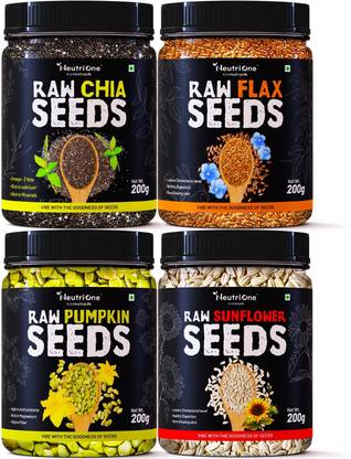 NeutriOne Raw Mixed Seeds Combo Enriched with Protein & Fiber for WeightLoss Immunity Gain Chia Seeds, Brown Flax Seeds, Pumpkin Seeds, Sunflower Seeds