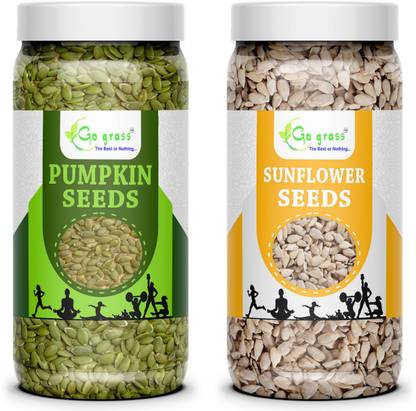 GO GRASS Sunflower seeds - 300 grams | Raw pumpkin seeds - 300 grams| Immunity Combo | All Premium. Sunflower Seeds, Pumpkin Seeds