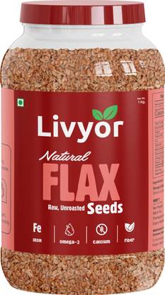 LIVYOR Flax Seeds - Raw, Unroasted, Rich in Omega 3 and Iron Brown Flax Seeds