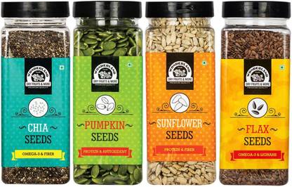WONDERLAND Roasted Combo Seeds Value Pack Brown Flax Seeds, Chia Seeds, Pumpkin Seeds, Sunflower Seeds