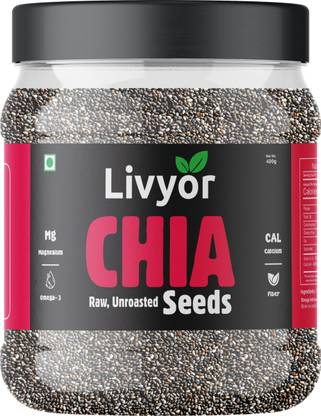 LIVYOR Raw Chia Seeds for Weight loss with Omega 3 and Fiber, Rich in Calcium Unroasted Chia Seeds