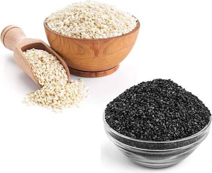 FreshTrain Best Quality White Sesame Seed + Black Sesame Seed Combo (200gm Each) Black White Sesame Seeds