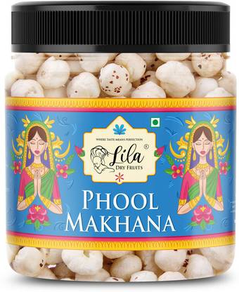lila dry fruits Phool Makhana Fox Nuts 200gms Jar Pack|Lotus Seeds|Pop/Gorgon Nut Puffed Kernels Phool Makhana