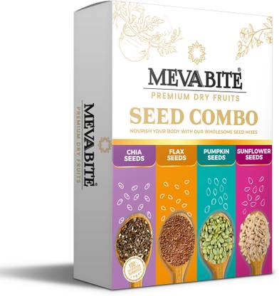 MevaBite Healthy Edible Seeds Mix for Weight Management & Immunity Boost | Seeds Combo - Chia Seeds, Sunflower Seeds, Pumpkin Seeds, Brown Flax Seeds