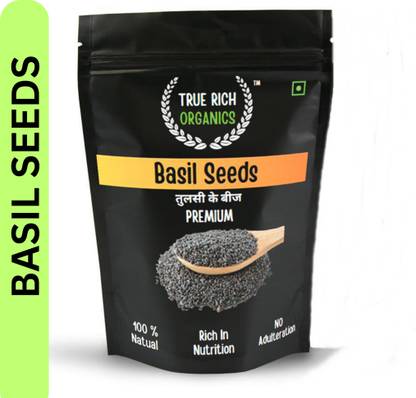 True Rich Organics Raw Basil Seeds (Tulsi) For Weight Loss, Rich In Omega Eating Basil Seeds Basil Seeds