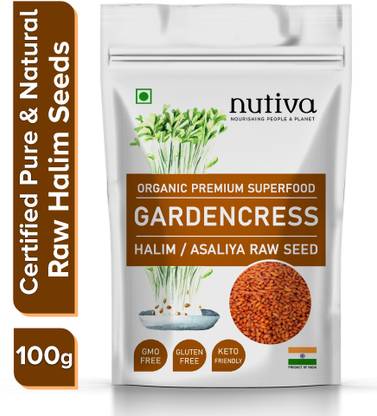 Nutiva Halim Seeds Organic For Eating, Aliv Seeds For hair & Immunity Booster Foods Garden Cress Seeds