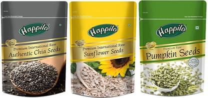 Happilo Healthy Raw Seeds Combo (Chia Natural Sunflower Natural Pumpkin ) Chia Seeds, Pumpkin Seeds, Sunflower Seeds