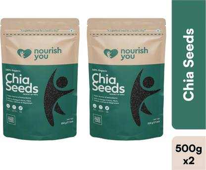 Nourish You Raw Black Chia Seeds with Omega 3, Calcium Rich, Zinc and Fiber for Weight Loss Black Chia Seeds