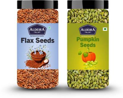 Aldeira Healthy Raw Seeds Combo Pack Each 250g - Flex Seeds & Pumpkin Seeds Brown Flax Seeds, Pumpkin Seeds