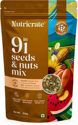 Nutricrate 9 in 1 Super Mixed Seeds for Eating, Roasted, Protein Rich & for weight loss. Mixed Seeds