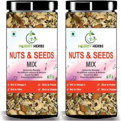 Hobby Herbs Nuts and Seed Mix 400 g ( 2 X 200g ) | Roasted and Salted Seed | Healthy Seeds | Mixed Seeds