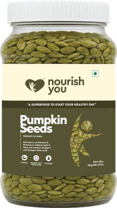 Nourish You Pumpkin Seeds 1Kg Jar- AAA Grade Seeds for Eating | Protein Rich Seeds Pumpkin Seeds