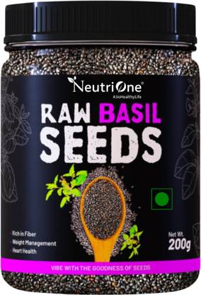 NeutriOne Raw Basil Seeds (Sabja Seeds, Takmariya Seeds) for Weight Loss with Antioxidants Basil Seeds