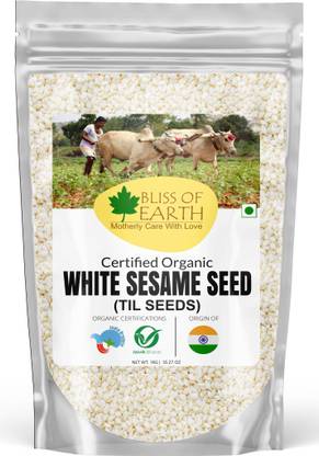 Bliss of Earth USDA organic white sesame seeds 1kg for eating, raw food Sesame Seeds