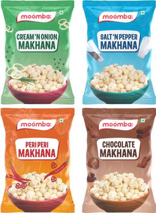 moomba: Roasted Cream N Onion Salt N Pepper, Peri Peri, Chocolate Makhana Combo Pack Phool Makhana