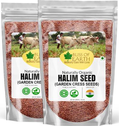 Bliss of Earth 2x200gm Halim Seeds Organic For Eating, Aliv Seeds For hair & Immunity Booster Foods Pack Of 2 Garden Cress Seeds