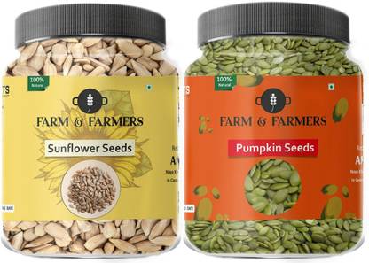 Farm & Farmers Raw Sunflower and Pumpkin Seeds -125G Each Combo Pack of Seeds for Weight Loss Pumpkin Seeds, Sunflower Seeds