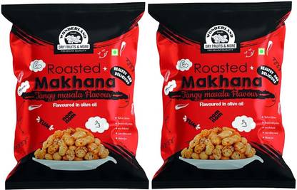 WONDERLAND Foods Roasted Tangy-Masala Flavoured Makhana Healthy Snacks Phool Makhana