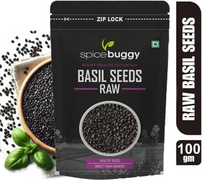 SPICEBUGGY Organic Basil Seeds Superfood for Weight Loss & Digestion Basil Seeds