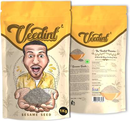 Veedint Sesame Seeds, Whole, 1 kg, Natural, White, Raw, Indian Origin Sesame Seeds