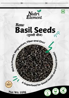 Nutri element Natural Basil Seed | Sabja seeds ( तुलसी बीज )| Power-Packed With Fiber, Basil Seeds