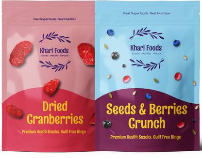 Khari Foods Air Roasted Seeds & Berries Crunch Mix, Dried Cranberries Combo, Healthy Snacks Mixed Seeds