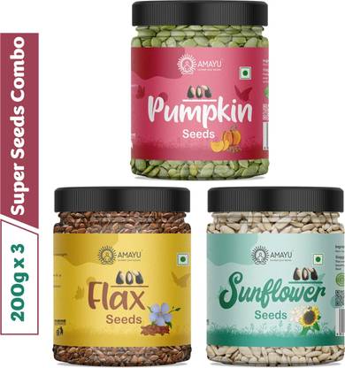 AMAYU Raw Pumpkin | Sunflower | Flax Seeds for Hair | Weight Loss | Eating | Mix Combo Pumpkin Seeds